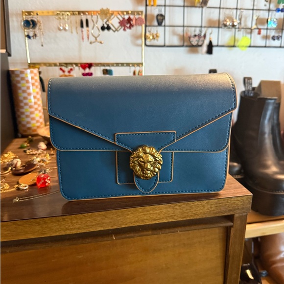Anne Klein Blue Crossbody Bag with Gold Accent - Picture 1 of 1